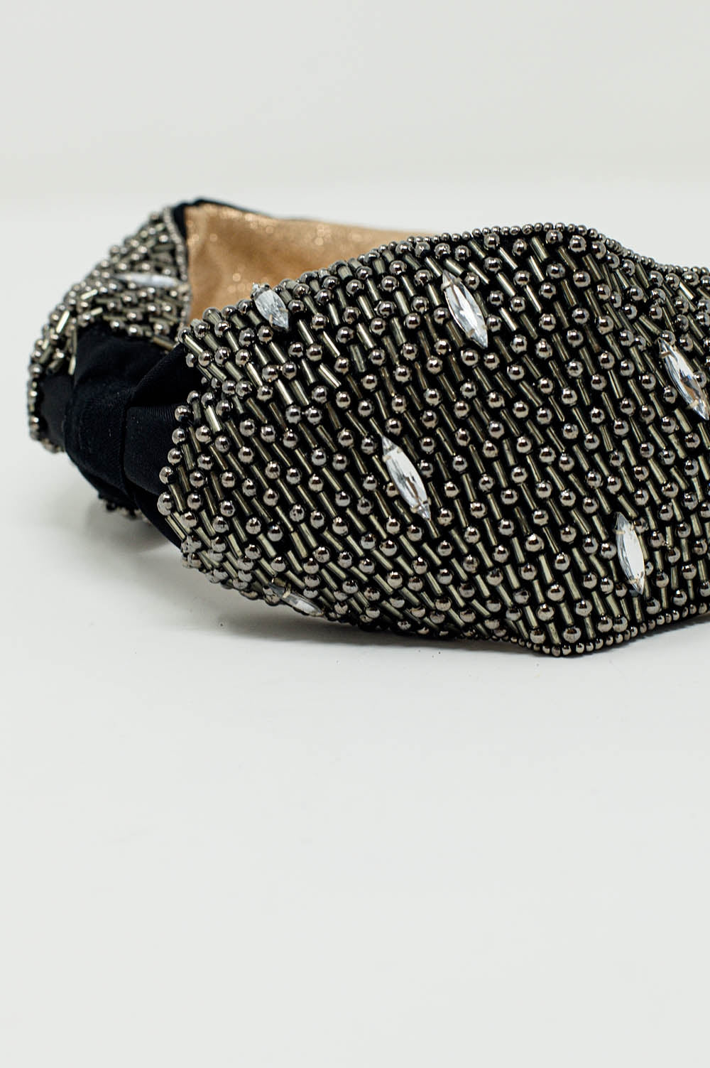 Headband with metal bead decorations and crystal ornaments - Headbands