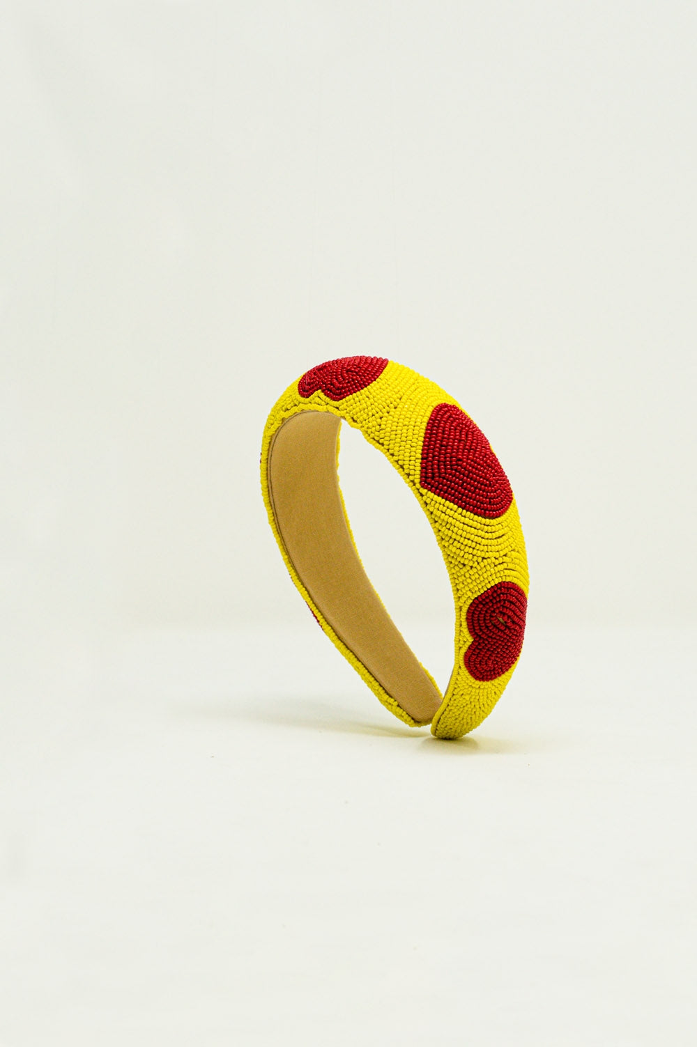 Heart Detail Beads Headband in Yellow - Headbands