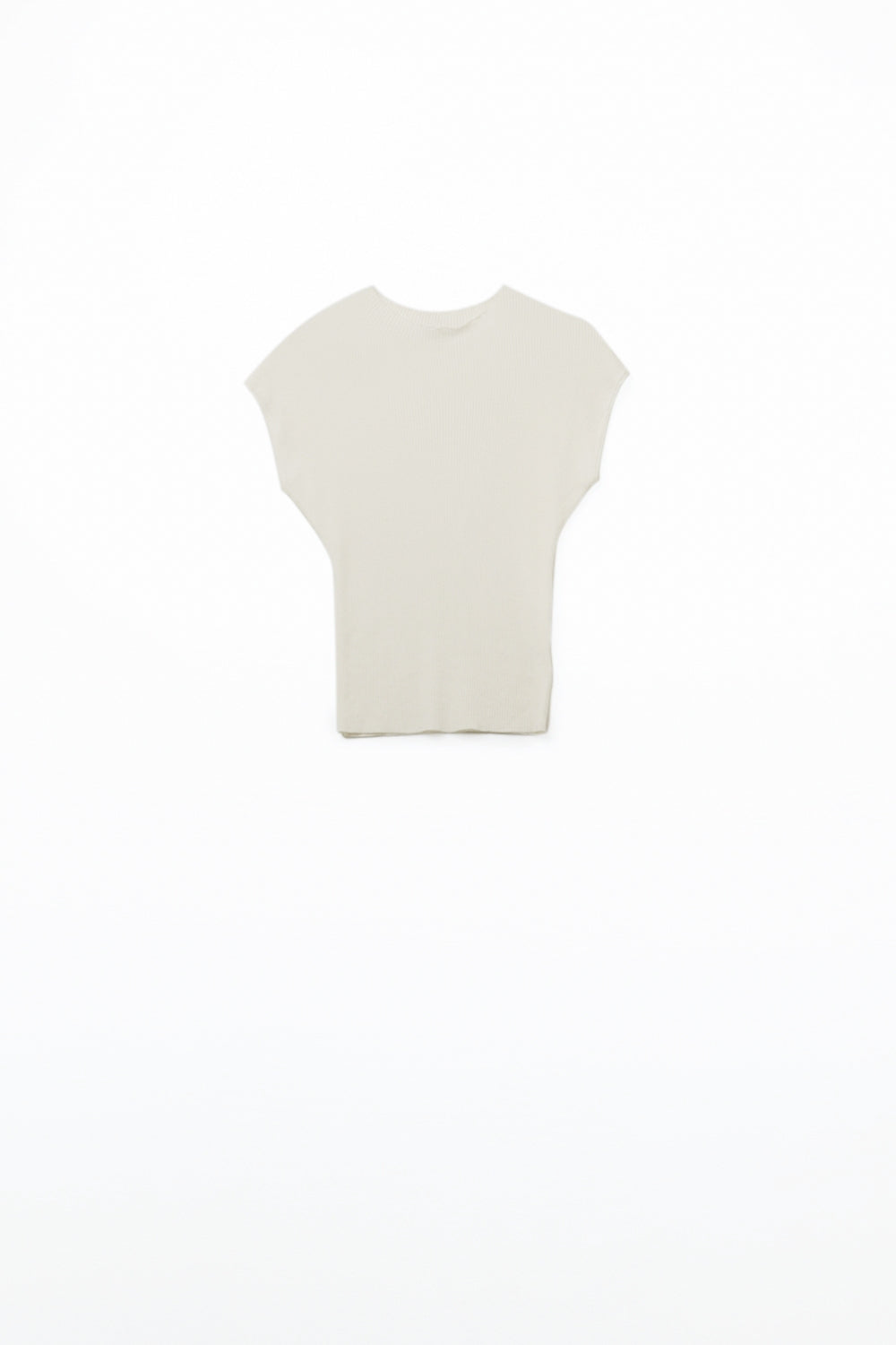 High Neck Cap Sleeves ribbed sweater in white - Jumpers