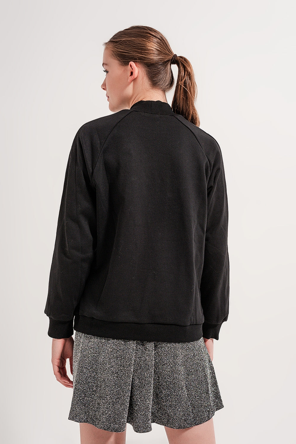 High neck sweatshirt in black Q2 Sweaters BoutiqueLua