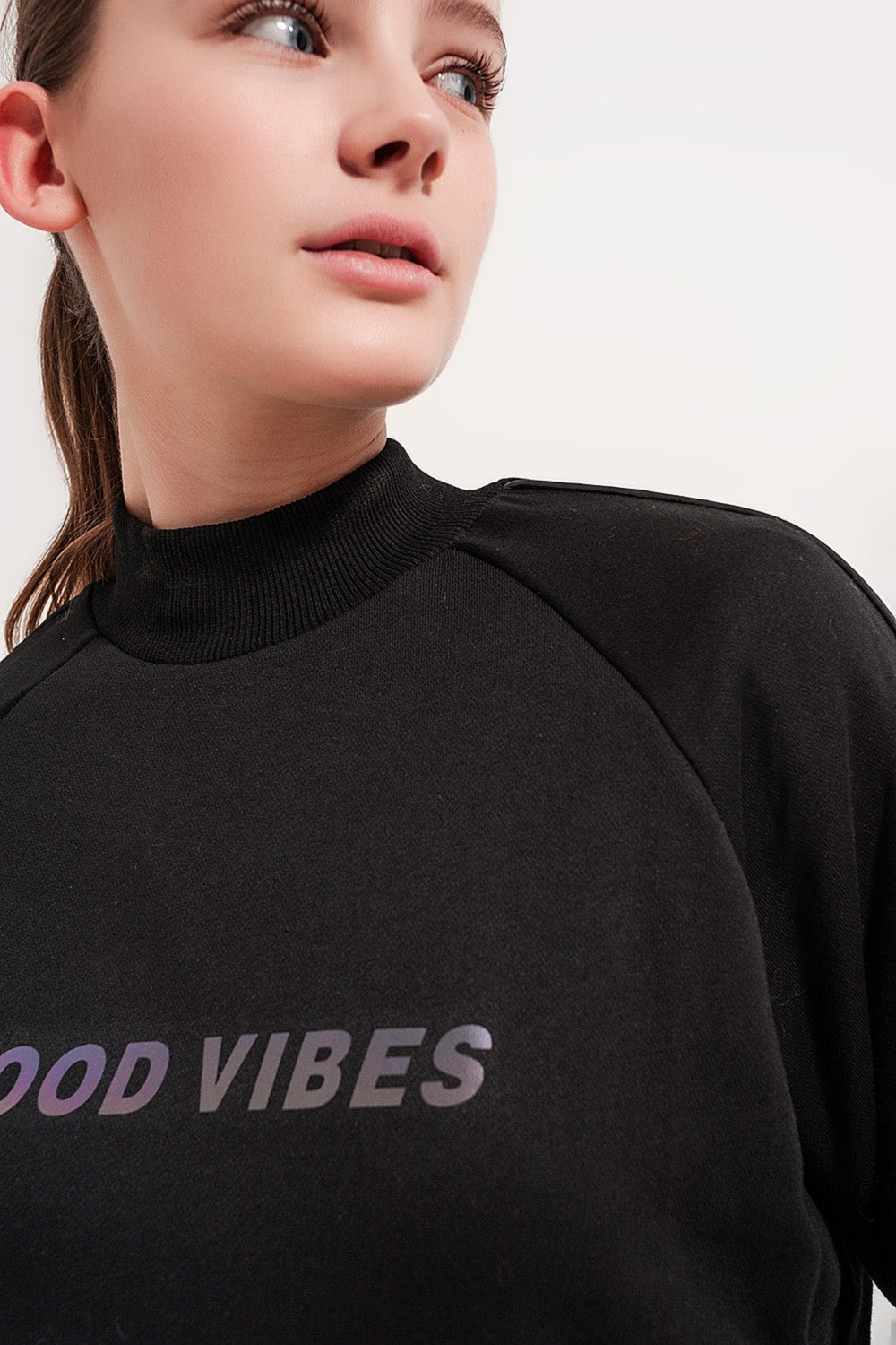 High neck sweatshirt in black Q2 Sweaters BoutiqueLua