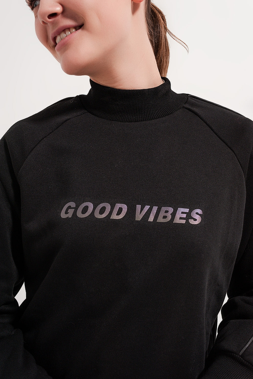 High neck sweatshirt in black Q2 Sweaters BoutiqueLua