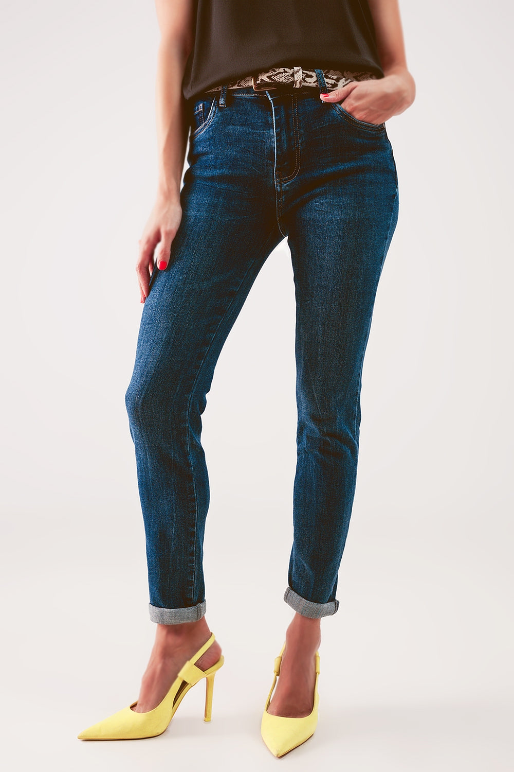 High rise skinny jeans in midwash blue - Jeans