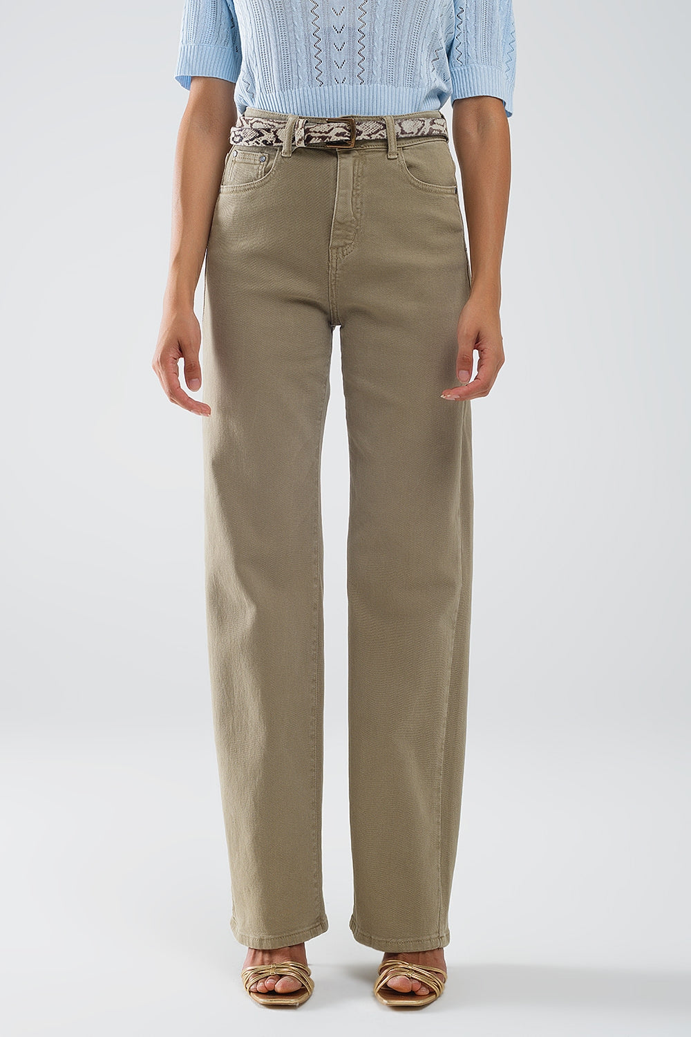 High rise slouchy mom jeans in beige - Jeans