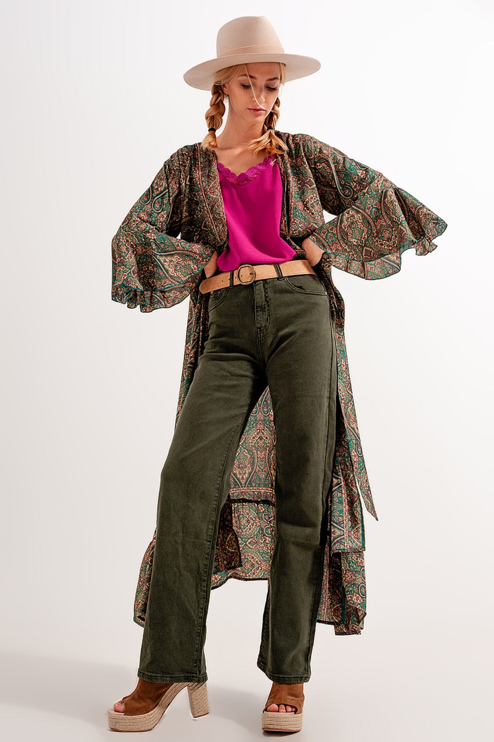 high rise slouchy mom jeans in green Q2 Jeans BoutiqueLua