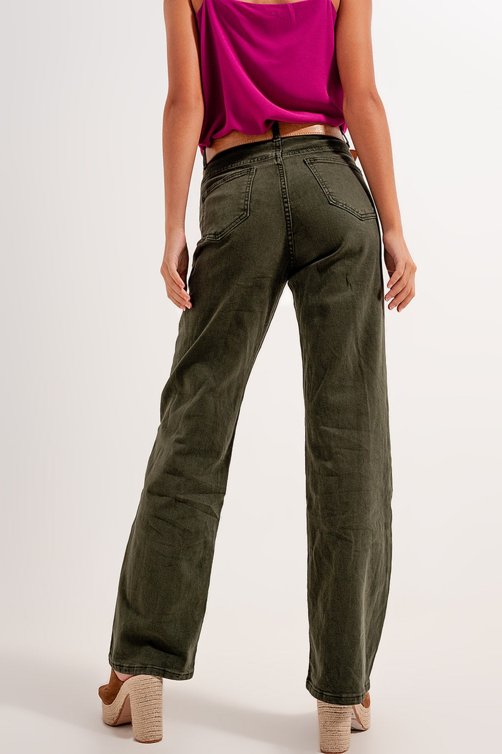 high rise slouchy mom jeans in green Q2 Jeans BoutiqueLua