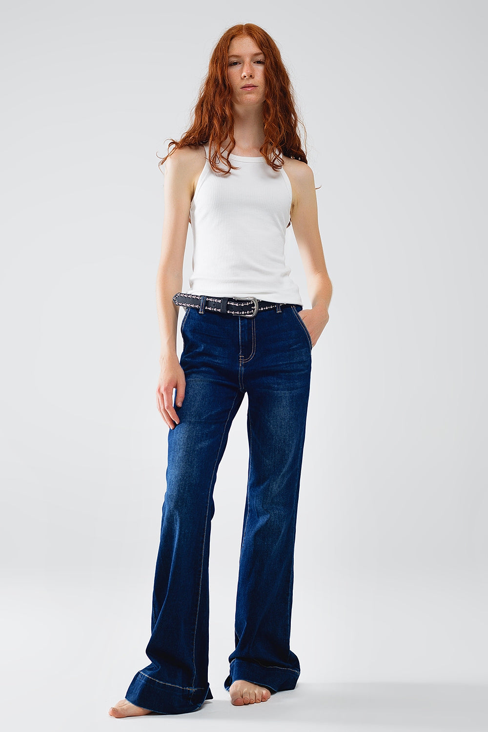 High waist Dark Blue Flare Jeans Q2 Jeans BoutiqueLua