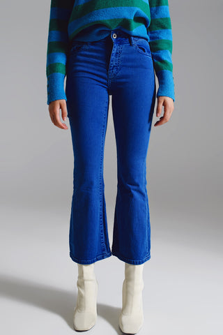 High waist flair jeans in blue