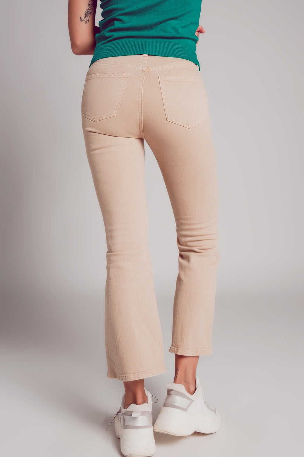 high waist flare jean in sand - Jeans