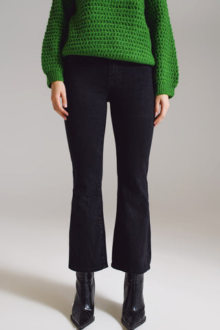 High waist flare jeans in black