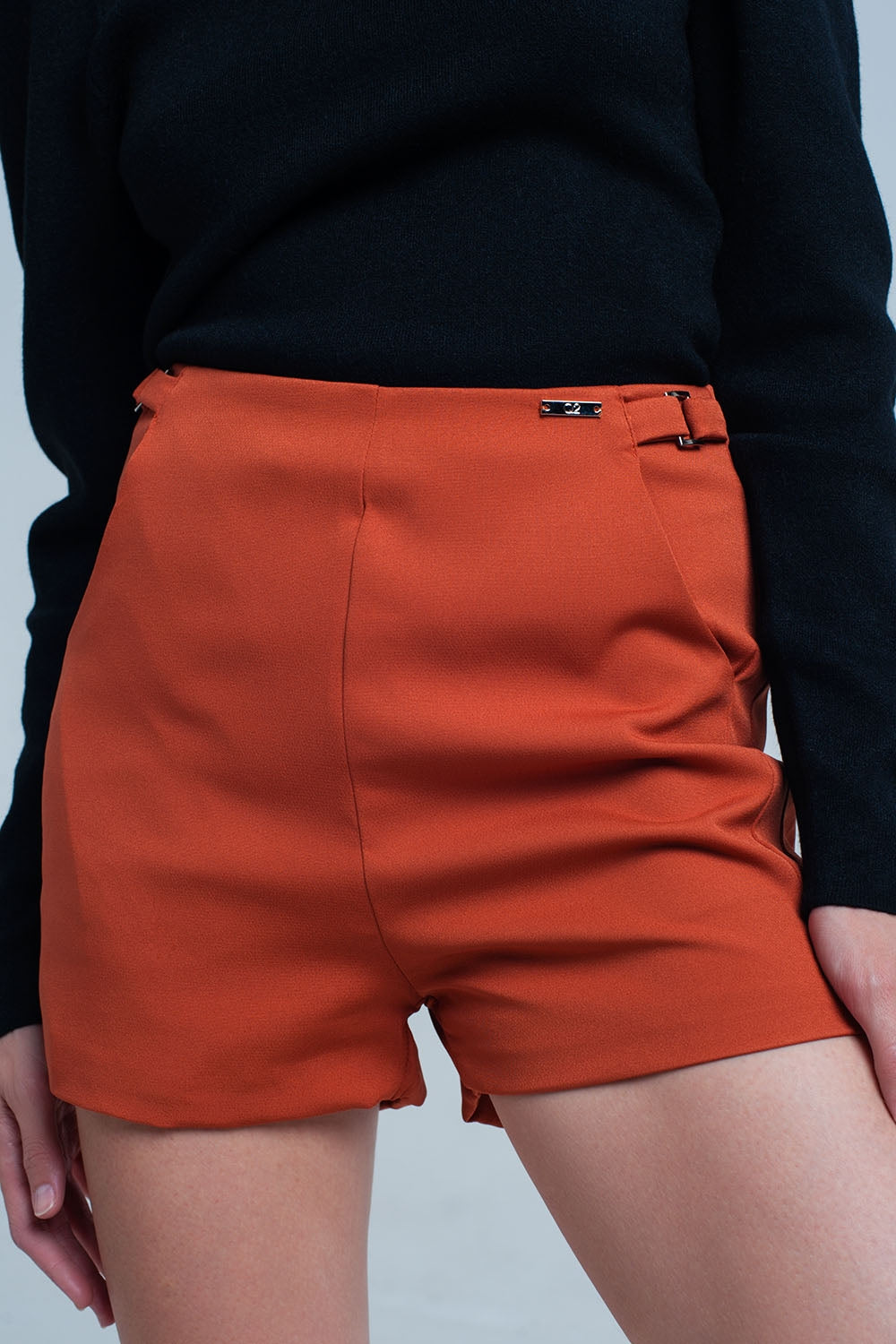 High waist orange shorts - Trousers