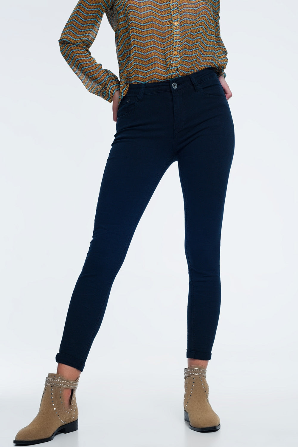 high waist skinny jeans in navy - Jeans