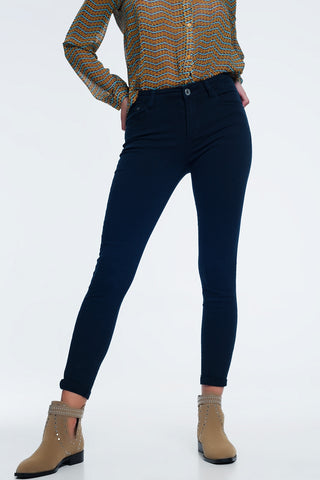 jeans skinny cintura alta azul marinho