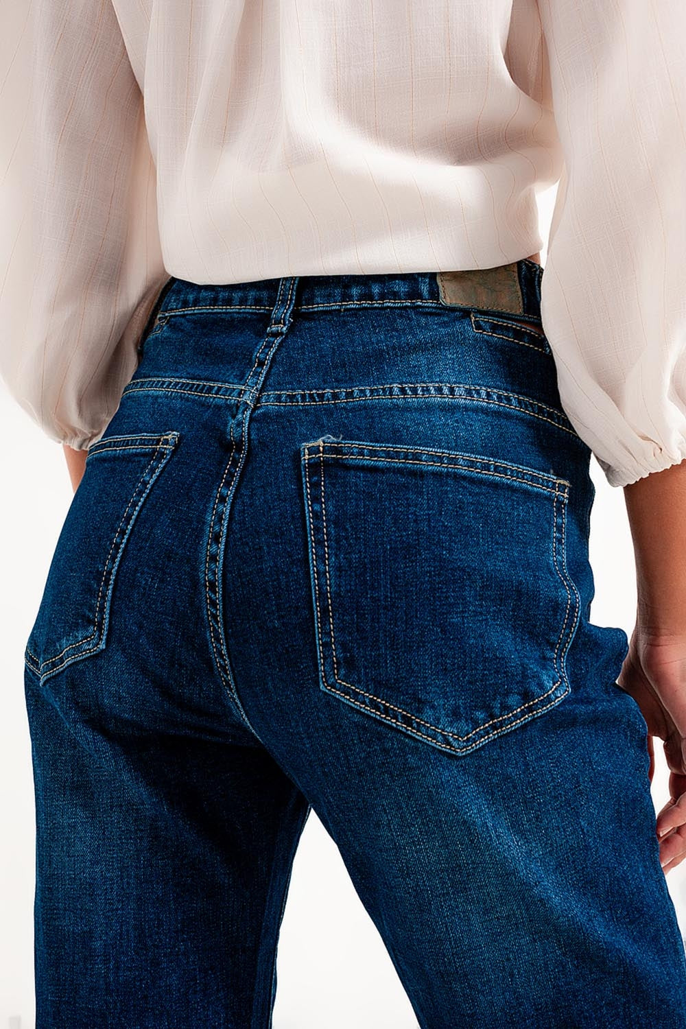 High waisted blue cut out slim jeans Q2 Jeans BoutiqueLua