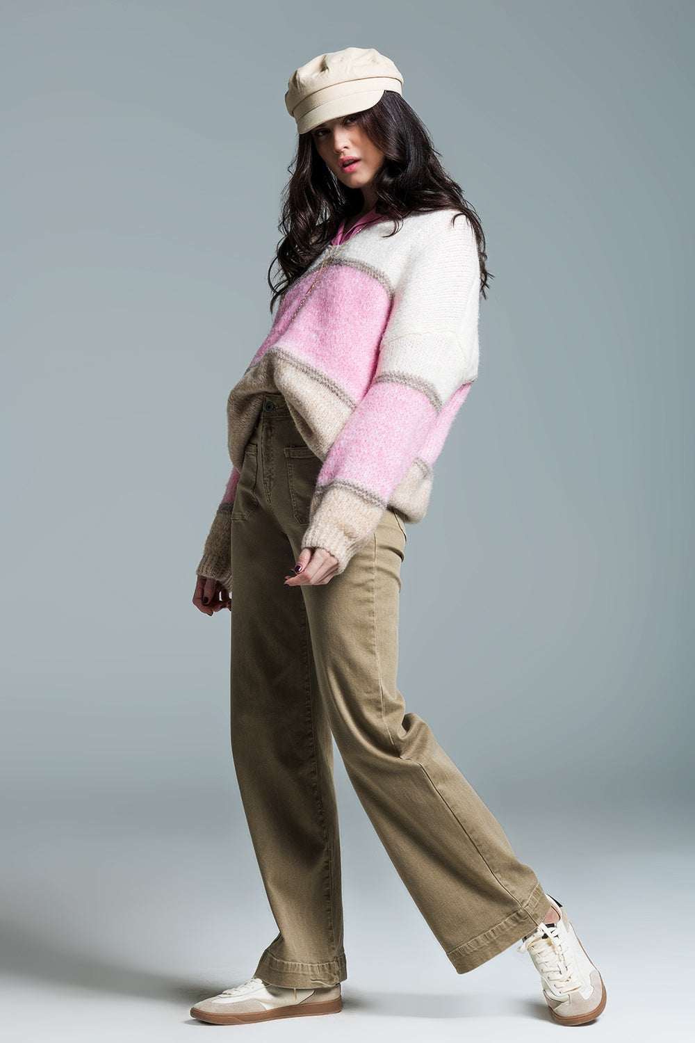 high waisted front pockets flare jeans in kakhi - Jeans