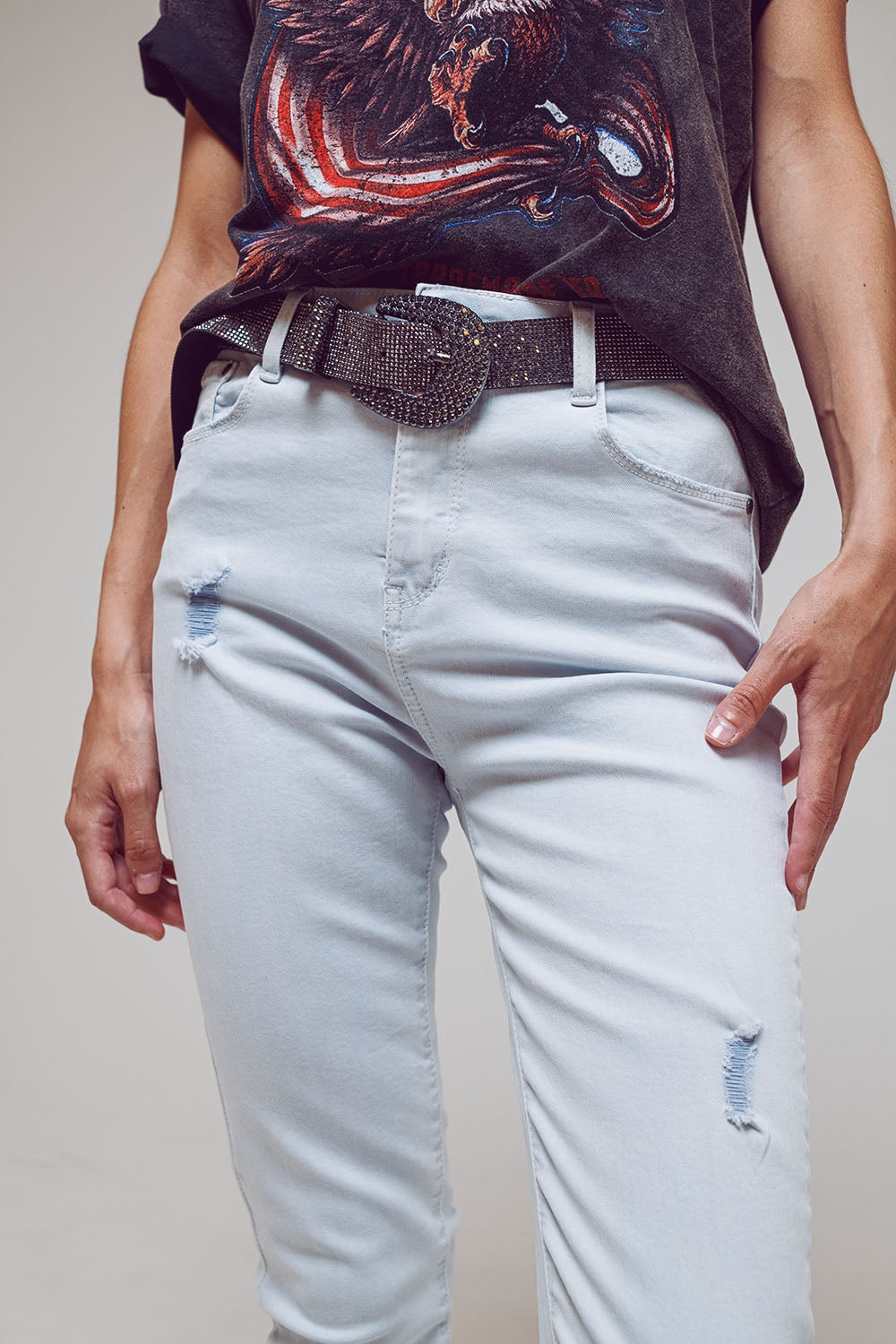 High waisted skinny jeans in Light blue Q2 Jeans BoutiqueLua