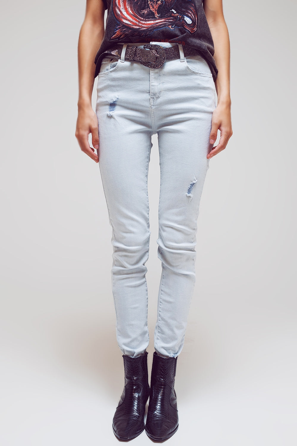 High waisted skinny jeans in Light blue Q2 Jeans BoutiqueLua