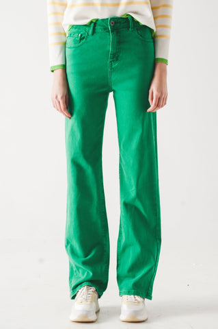 High waisted slouchy mom jeans in green