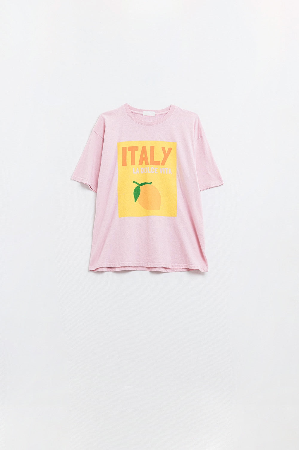Italy La Dolce Vita Baby Pink T-shirt With Graphic Print - T-Shirts