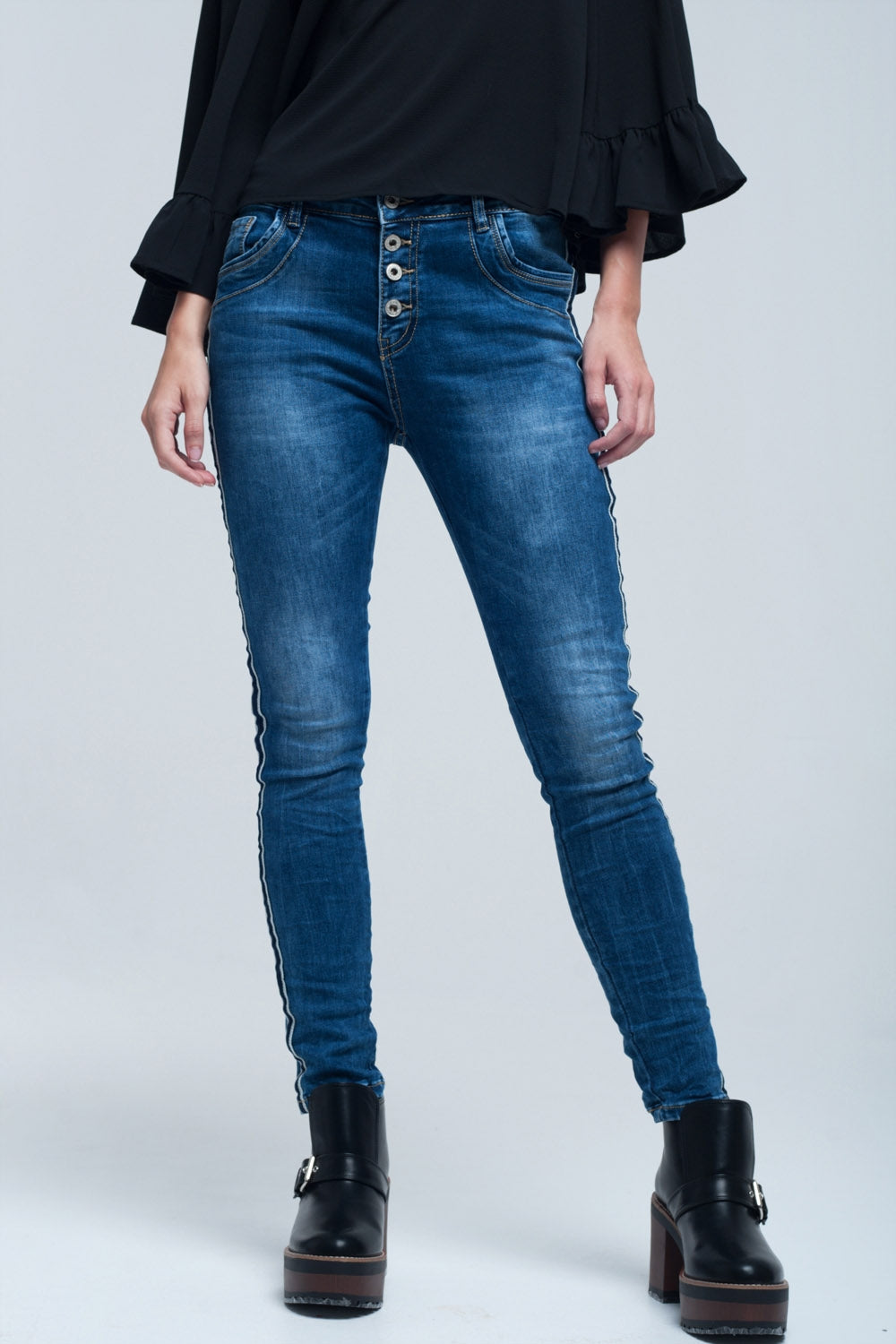 Jeans skinny with stripes on the side - Jeans