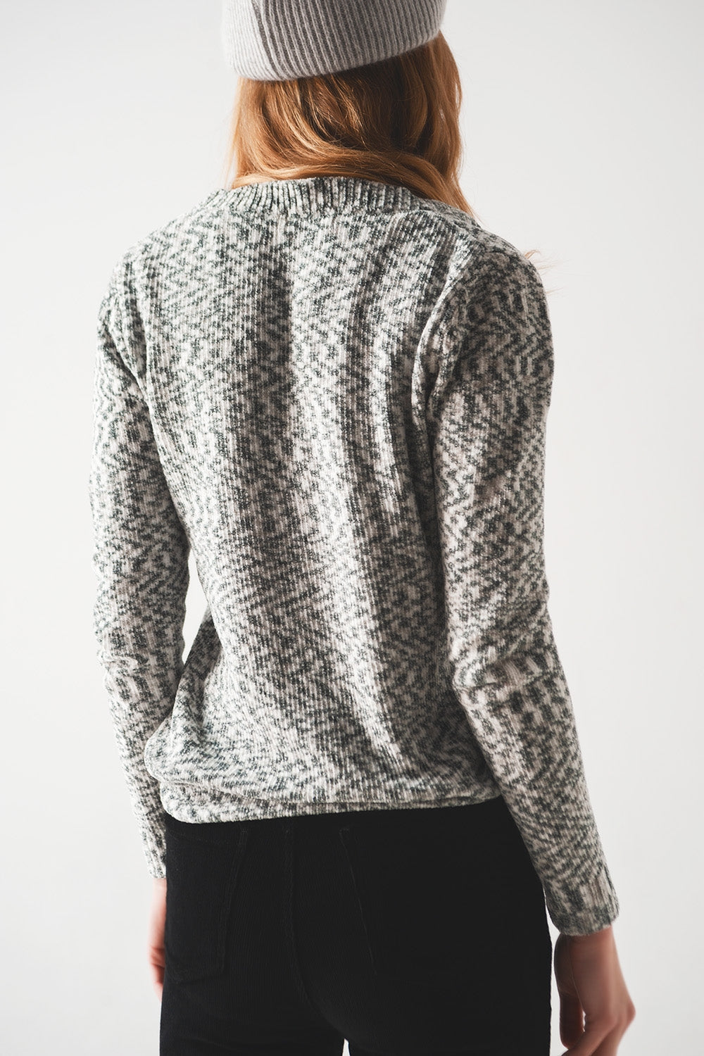 Jumper in chenille in black Q2 Sweaters BoutiqueLua