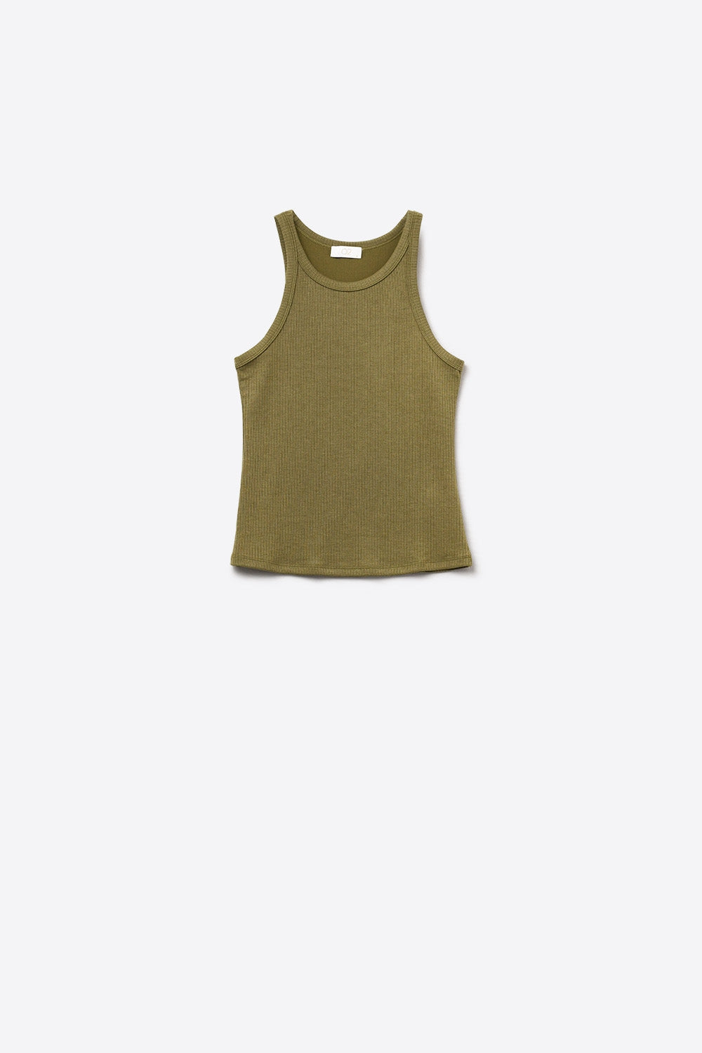 Khaki Tight-fitting swimmer-type T-shirt with round neckline and straps - Tops