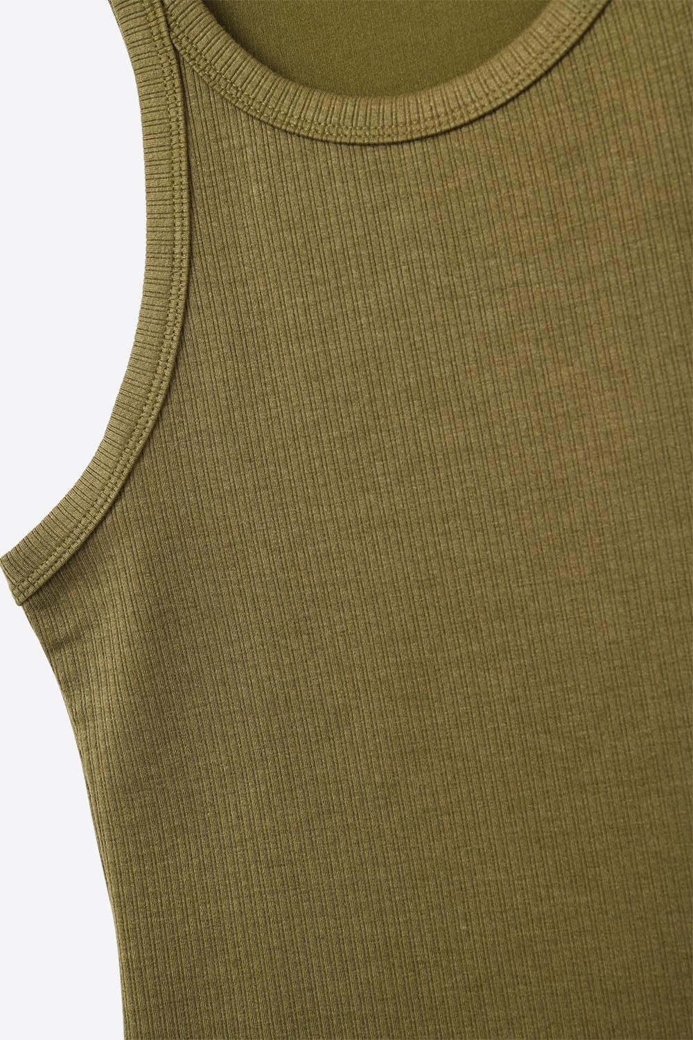 Khaki Tight-fitting swimmer-type T-shirt with round neckline and straps - Tops