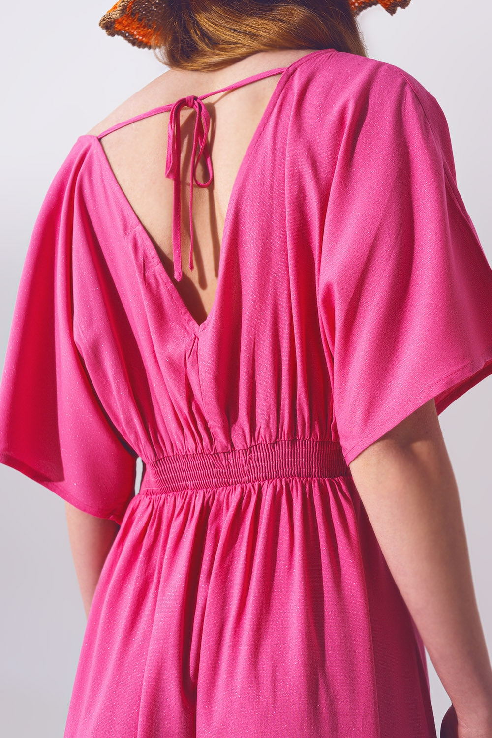 Kimono Sleeve Maxi Dress in Pink Q2 Dresses BoutiqueLua
