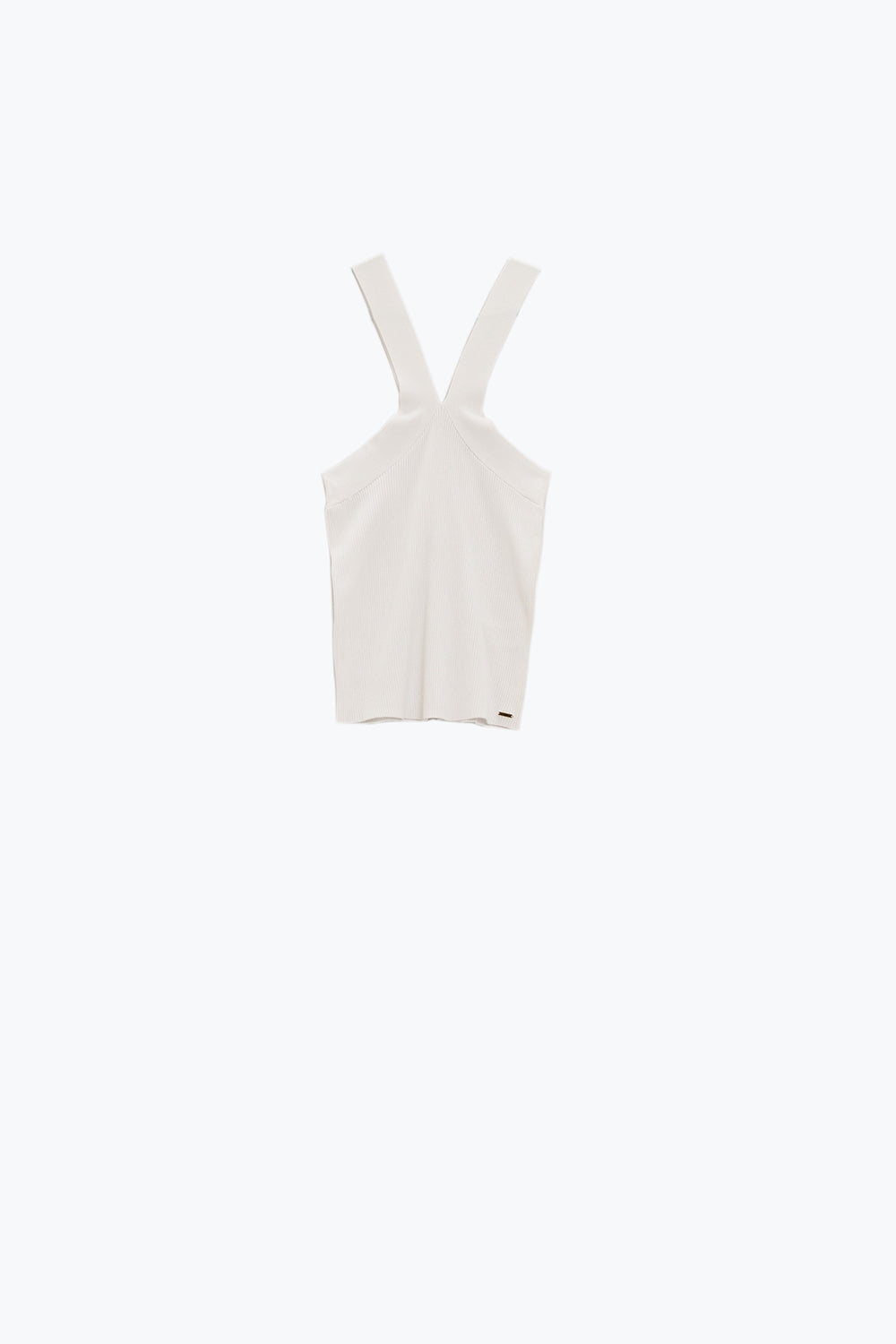 Knitted Cross Front Cropped Top in White - Jumpers
