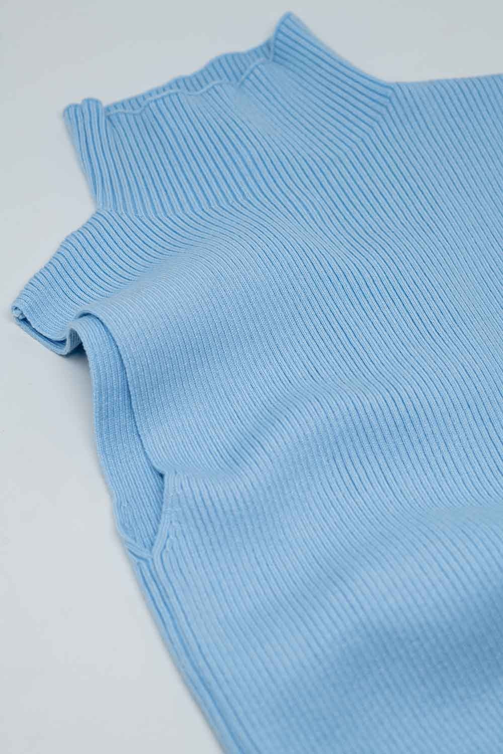 Knitted light blue top without sleeves - Jumpers