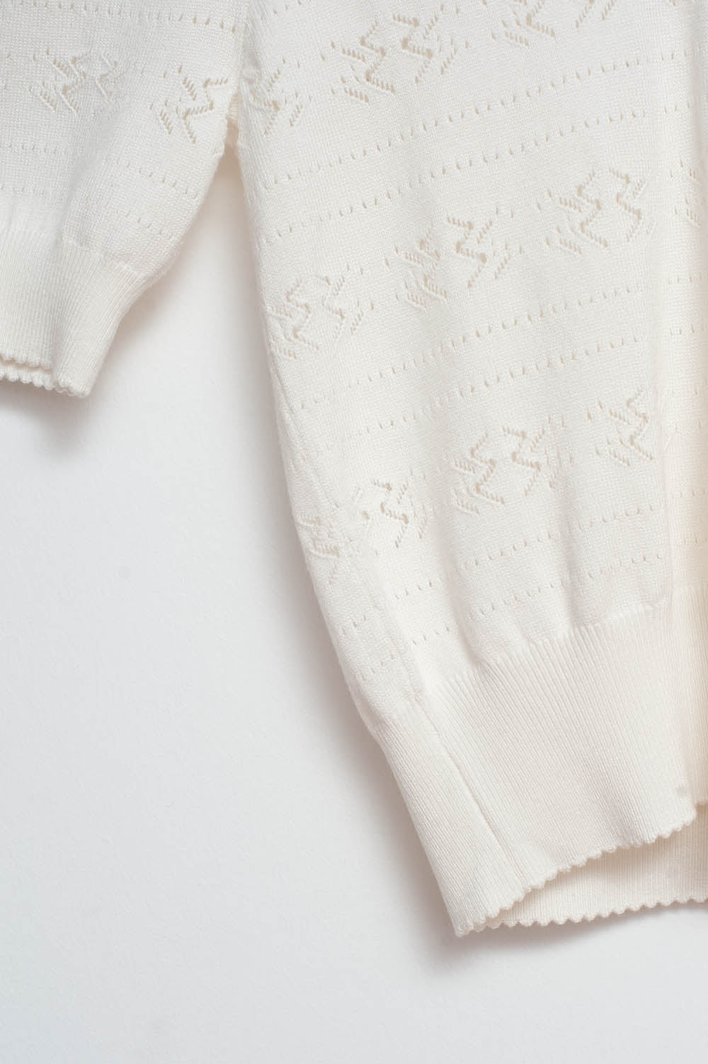 Knitted pointelle polo neck jumper in cream - Polos