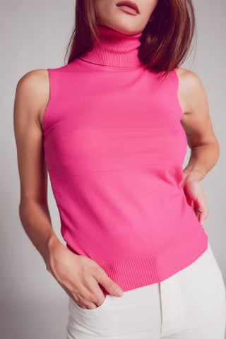 Pull débardeur en maille fuchsia