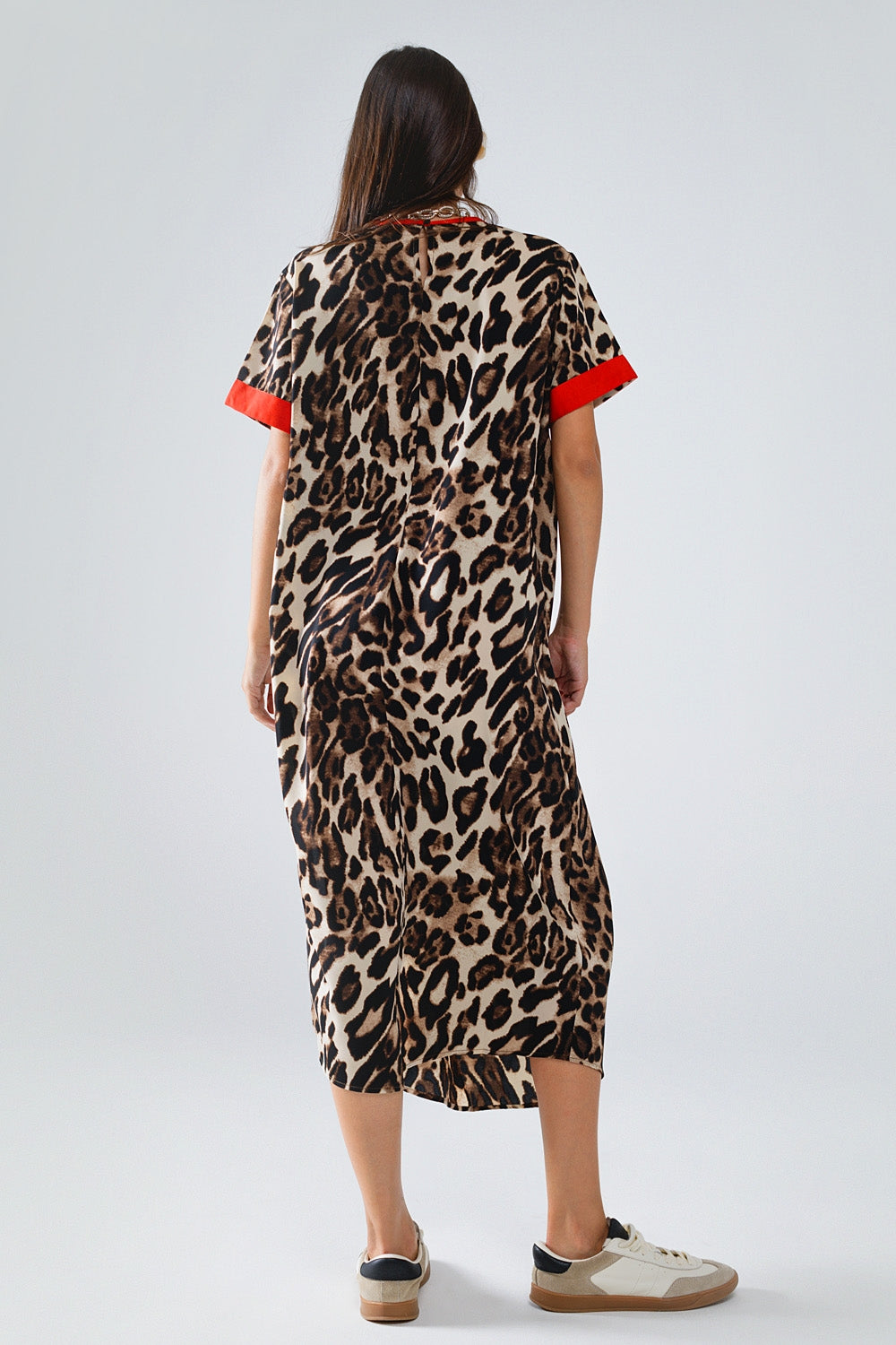Leopard Print Dress With Front Knotted Detail - Dresses