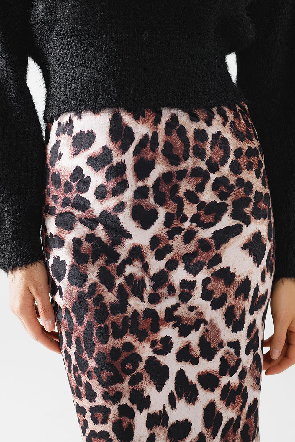 Leopard print mid-rise Flared midi skirt Q2 Skirts BoutiqueLua