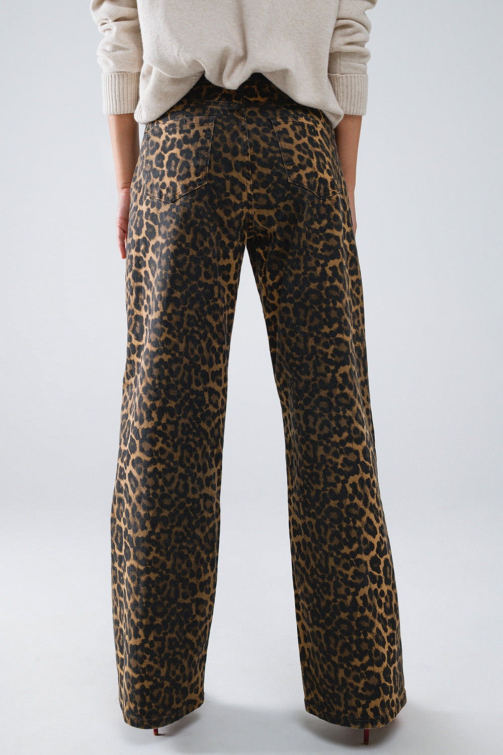 Leopard Print Straight Leg Jeans - Pants