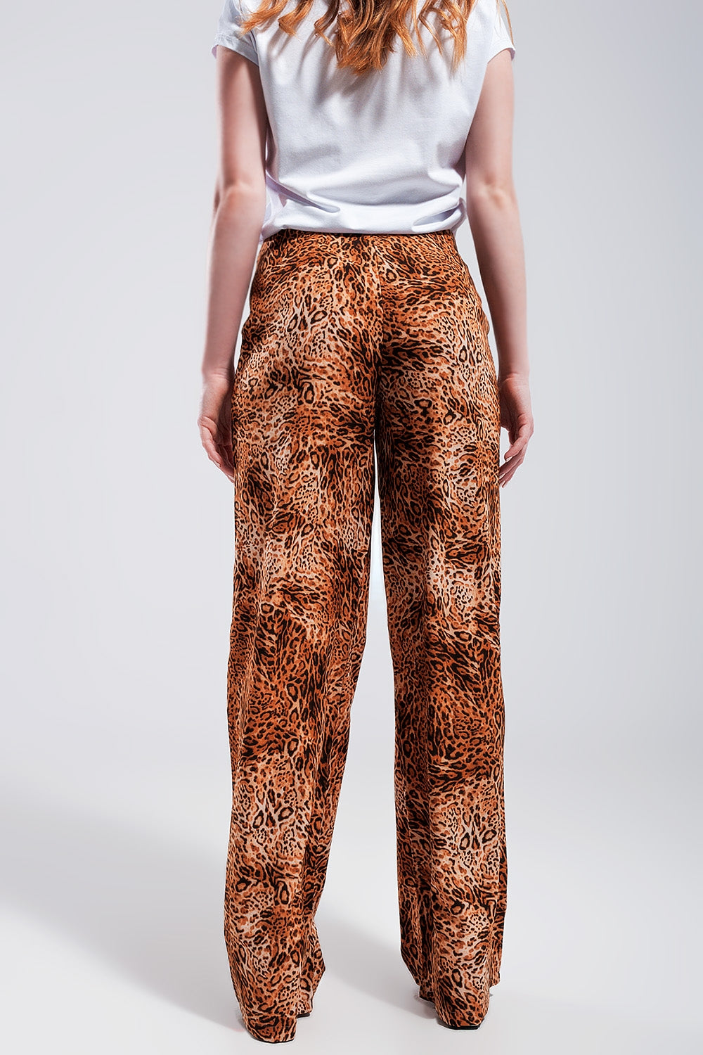 Leopard print wide leg pants in Brown Q2 Pants BoutiqueLua