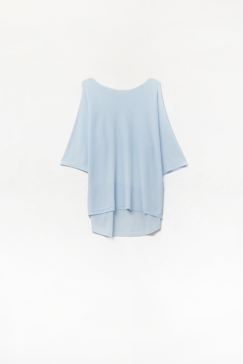 Light Blue Oversized sweater with Elbow-Length Sleeves - T-shirts
