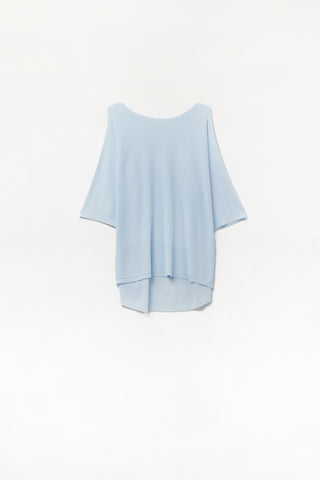 Light Blue Oversized sweater with Elbow-Length Sleeves