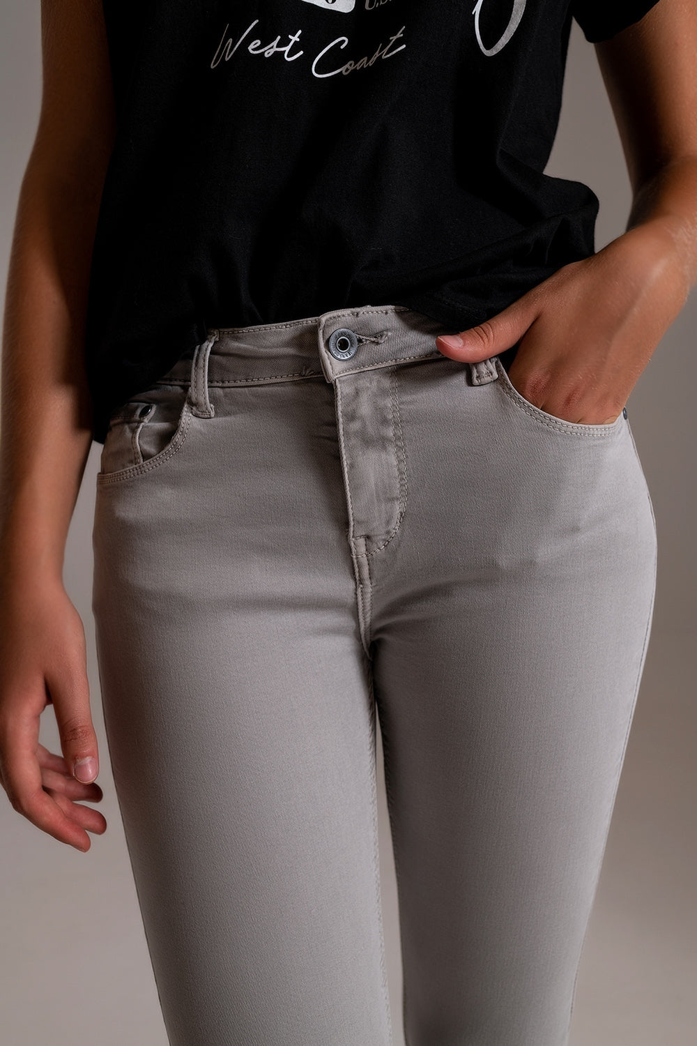 Light gray ankle jeans with soft wrinkles - Jeans