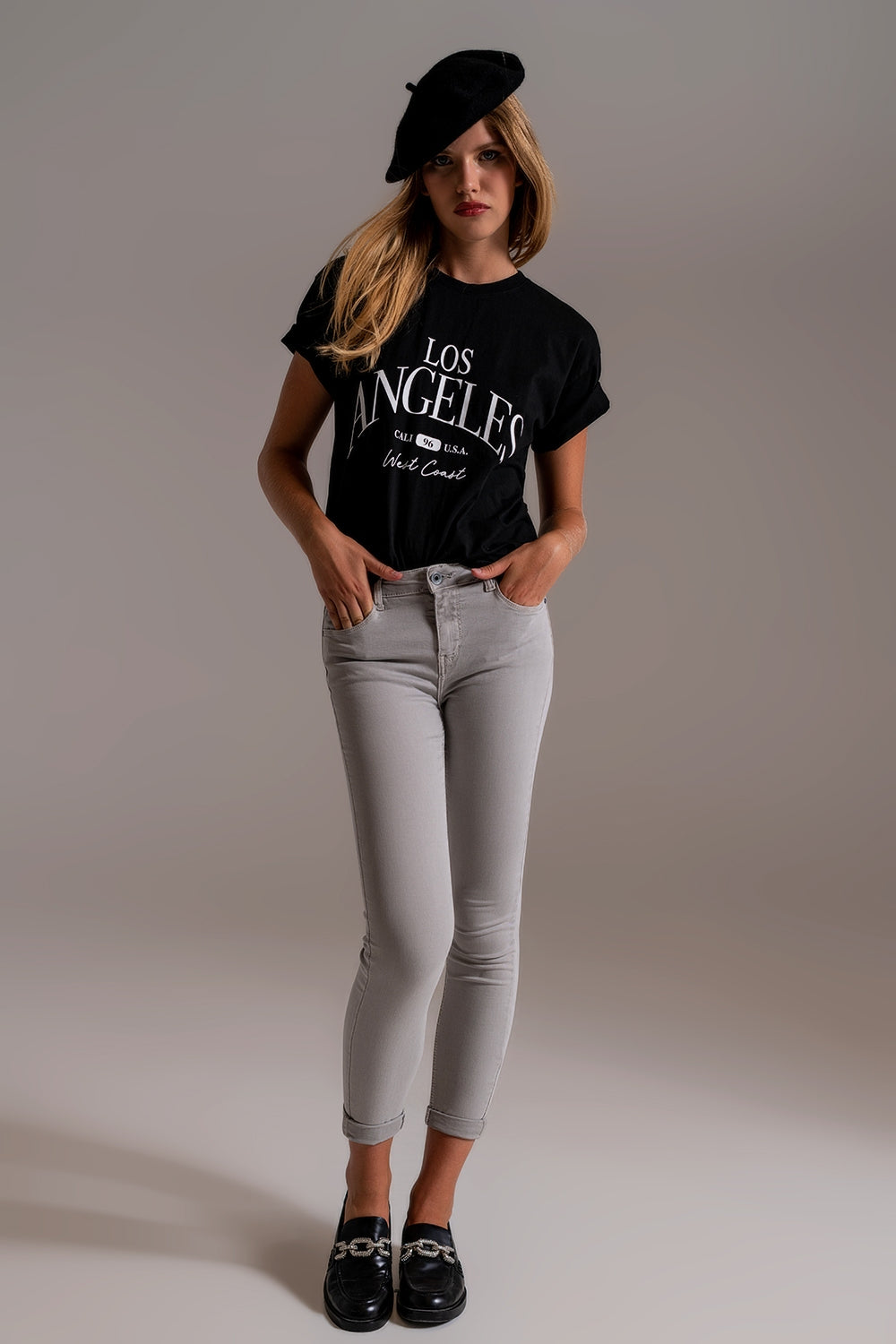 Light gray ankle jeans with soft wrinkles - Jeans