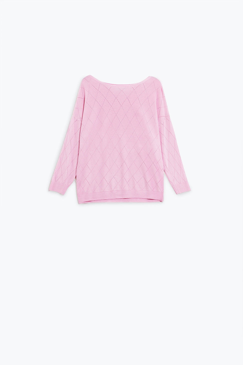 Light Pink Sweater In Argyle Print With Boat Neck Q2 Sweaters BoutiqueLua