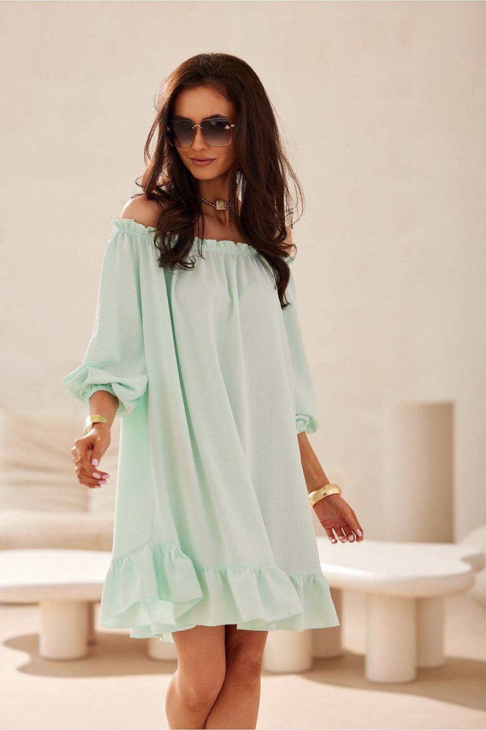 Lightweight Ruffle Midi Dress Elegant and Stylish -