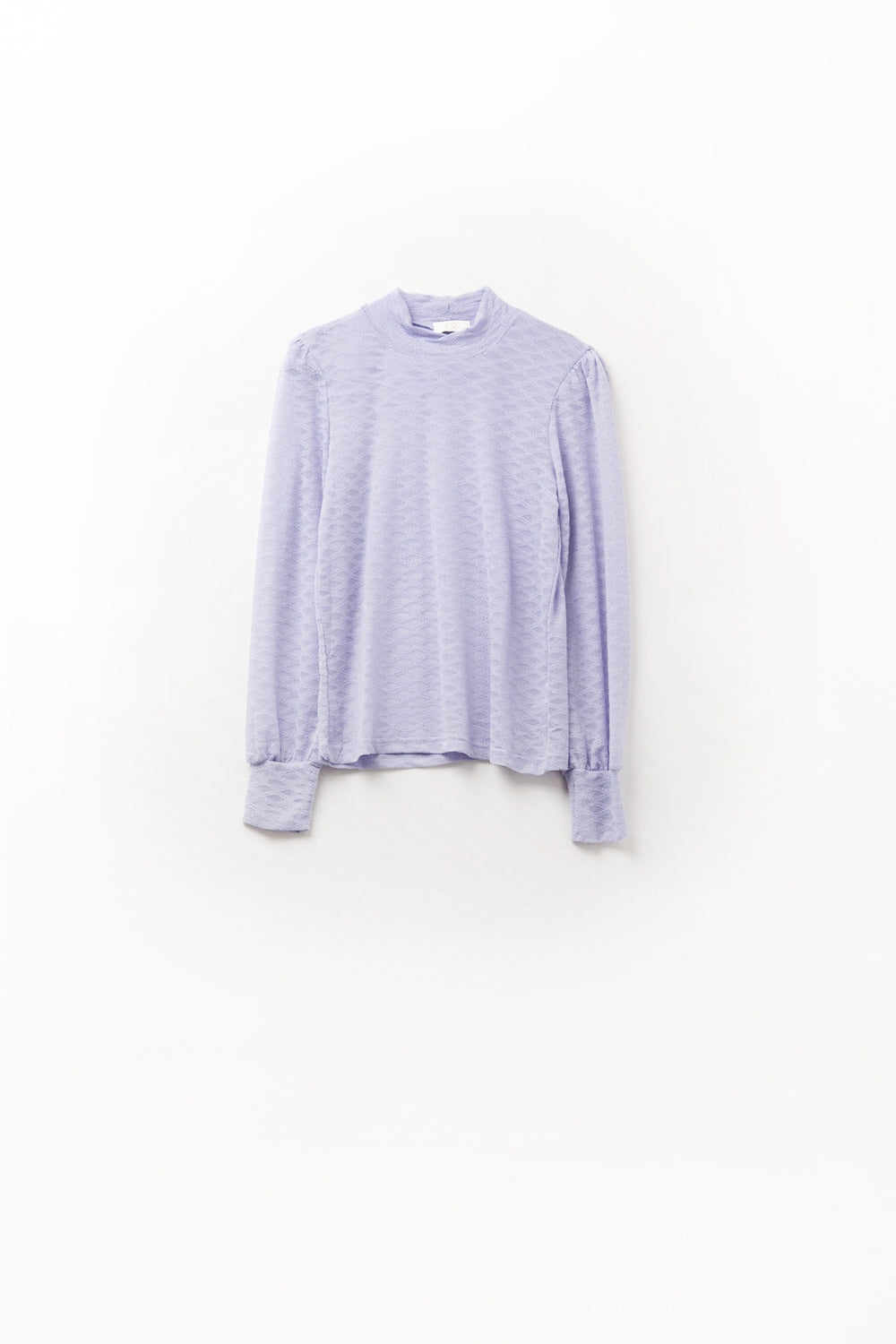 Lilac lace top with high neck and cuff detail - Tops