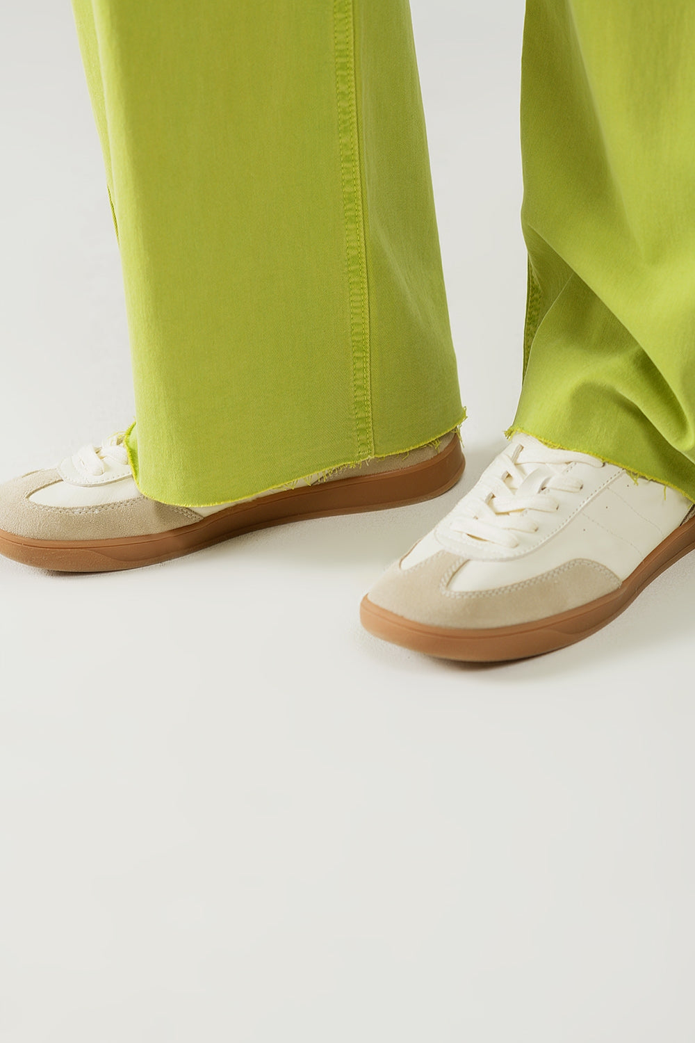 Lime Green Straight Leg Jeans With Front Pockets - Jeans