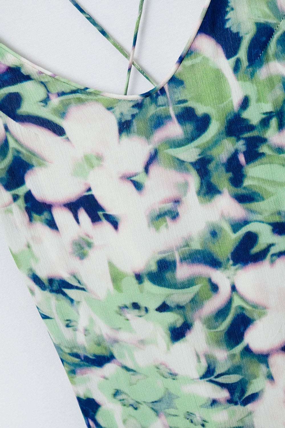 long green floral print dress with wide back neckline - Dresses
