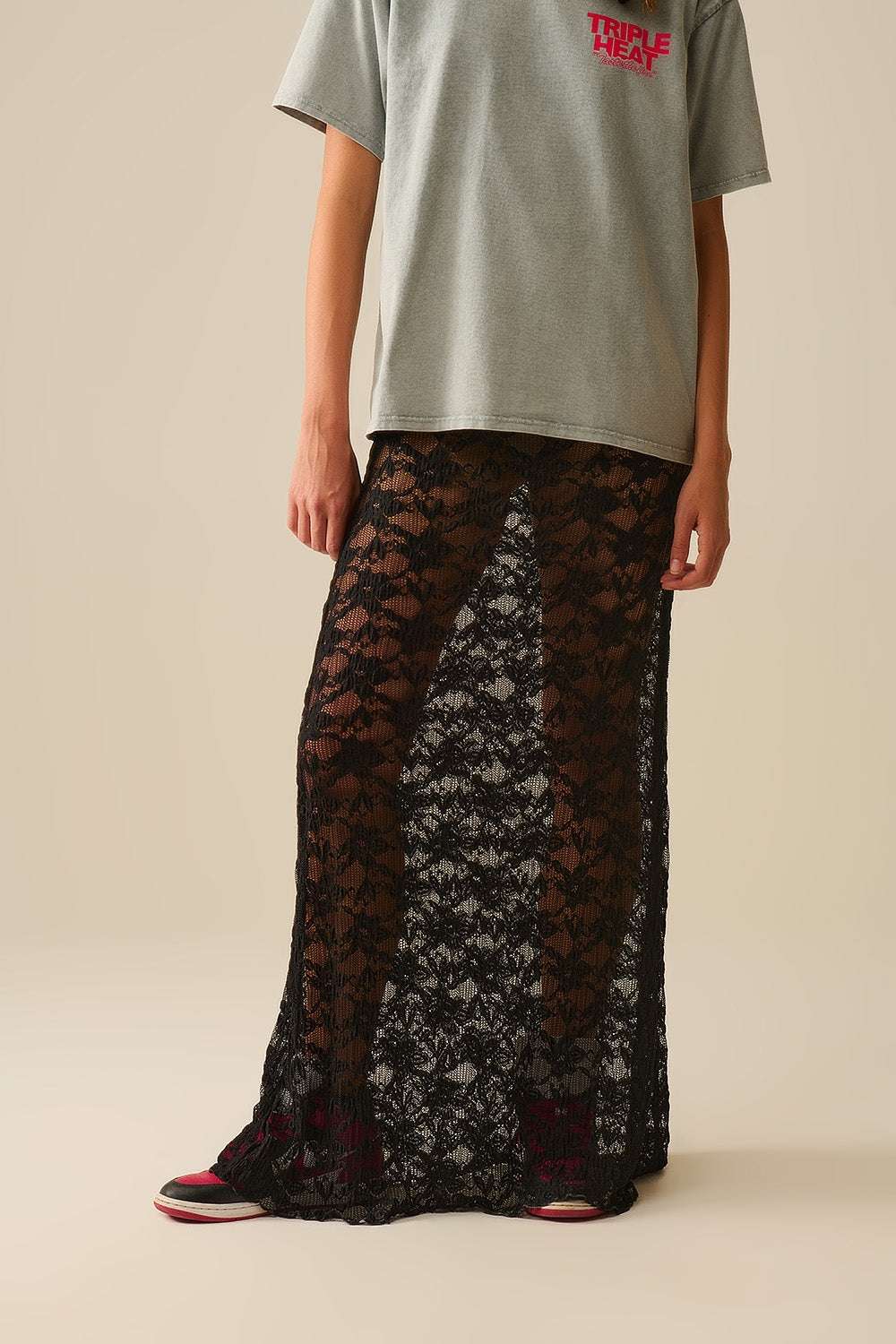 Long Sheer Black Bohemian Style Skirt - Skirts