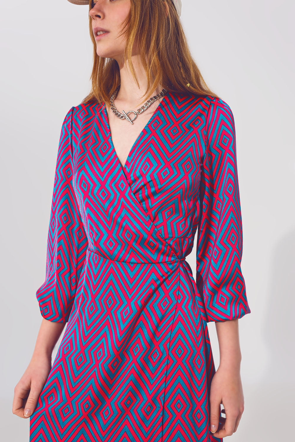 Long Sleeve Maxi Wrap Dress in Geo Print Q2 Dresses BoutiqueLua