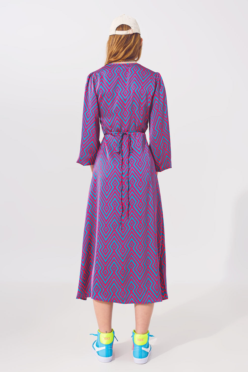 Long Sleeve Maxi Wrap Dress in Geo Print Q2 Dresses BoutiqueLua
