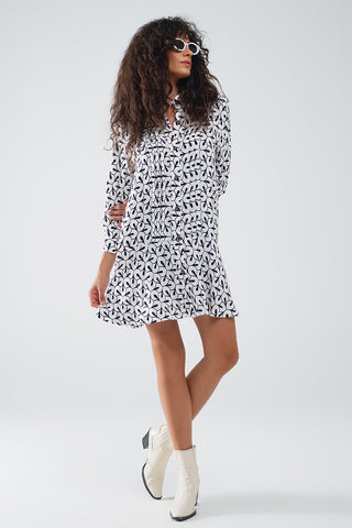 Robe à manches longues et col polo avec imprimé abstrait