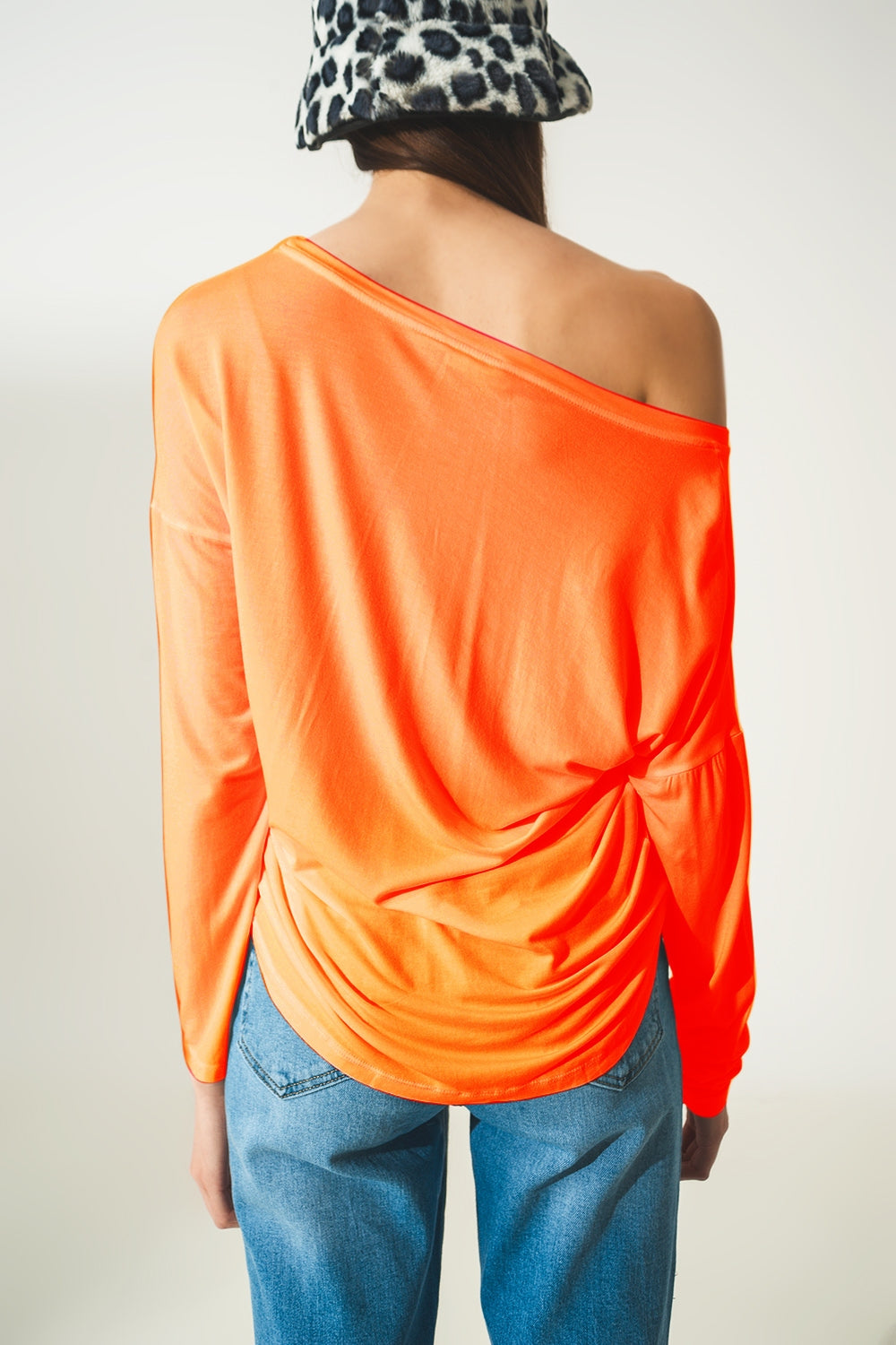 Long sleeve t shirt in orange modal - Tops